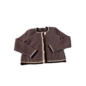 Talbots Cardigan Women Sz M Multicolor Shoulder Pads Cottagecore Preppy